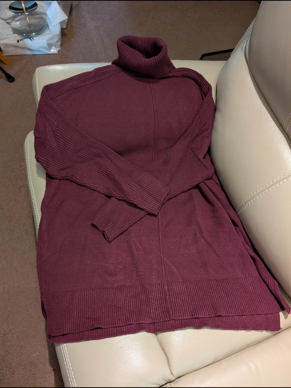 2 Time and Tru XL Burgundy And Grey Turtleneck Sweater Tunics
